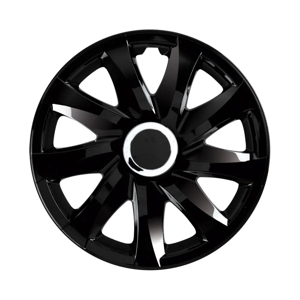 Protège-jante Enjoliveurs de roues laqué noir 16" lot de 4 pièces DRIFT