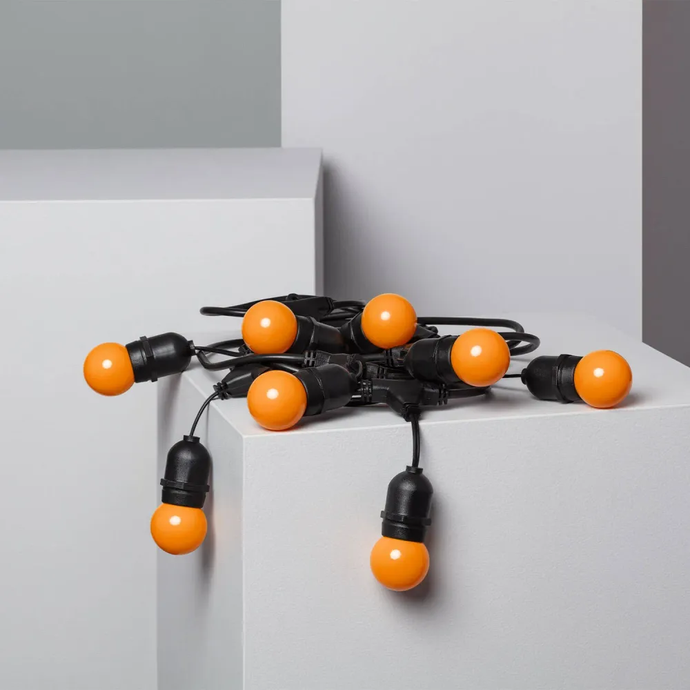 Ensemble guirlande étanche 5,5 m noir avec 8 ampoules LED colorées G45 E27 3W avec étanchéité IP68