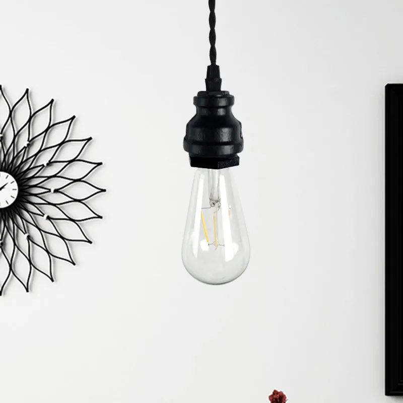 Lampe de brouillard Mini plafonnier suspendu à 1 ampoule, Style Vieux, éclairage suspendu réglable en métal noir/rouille a...