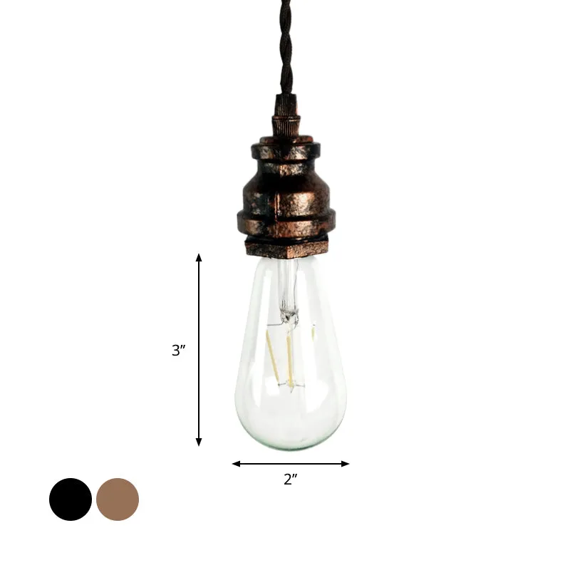 Lampe de brouillard Mini plafonnier suspendu à 1 ampoule, Style Vieux, éclairage suspendu réglable en métal noir/rouille a...