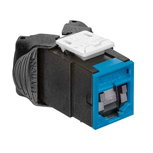 Leviton Cat 6A UTP QUICKPORT Jack Shutters Blue 6AUJK-SL6