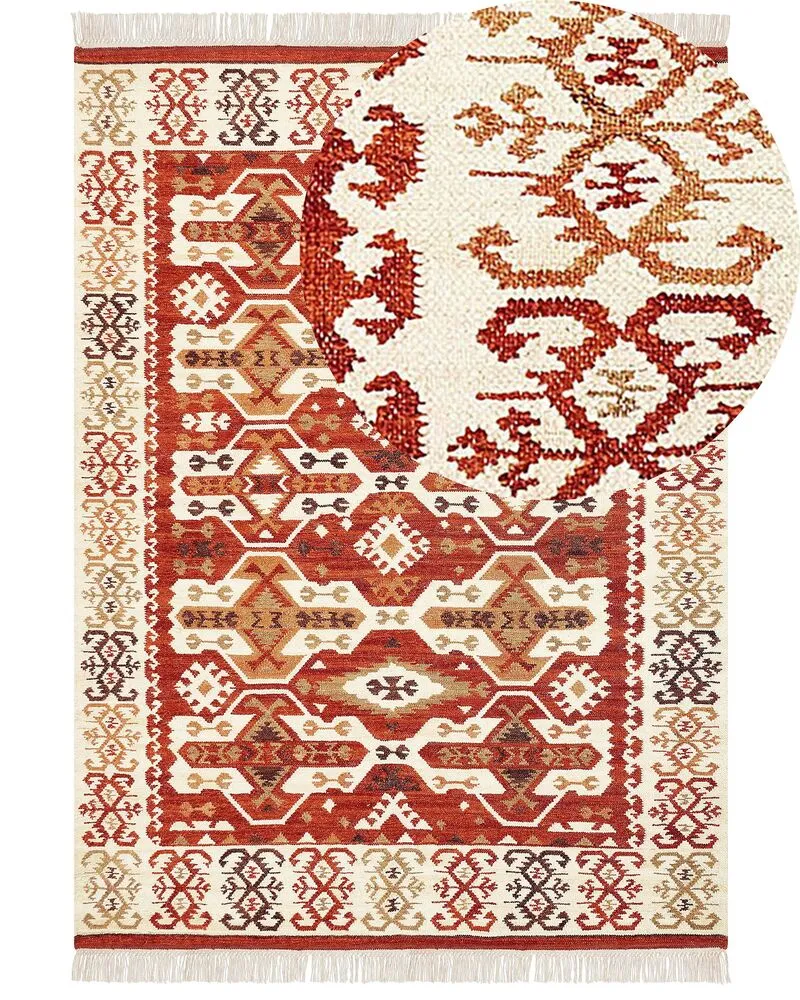 Vloerkleed kelim meerkleurig 200 x 300 cm VOSKEVAZ