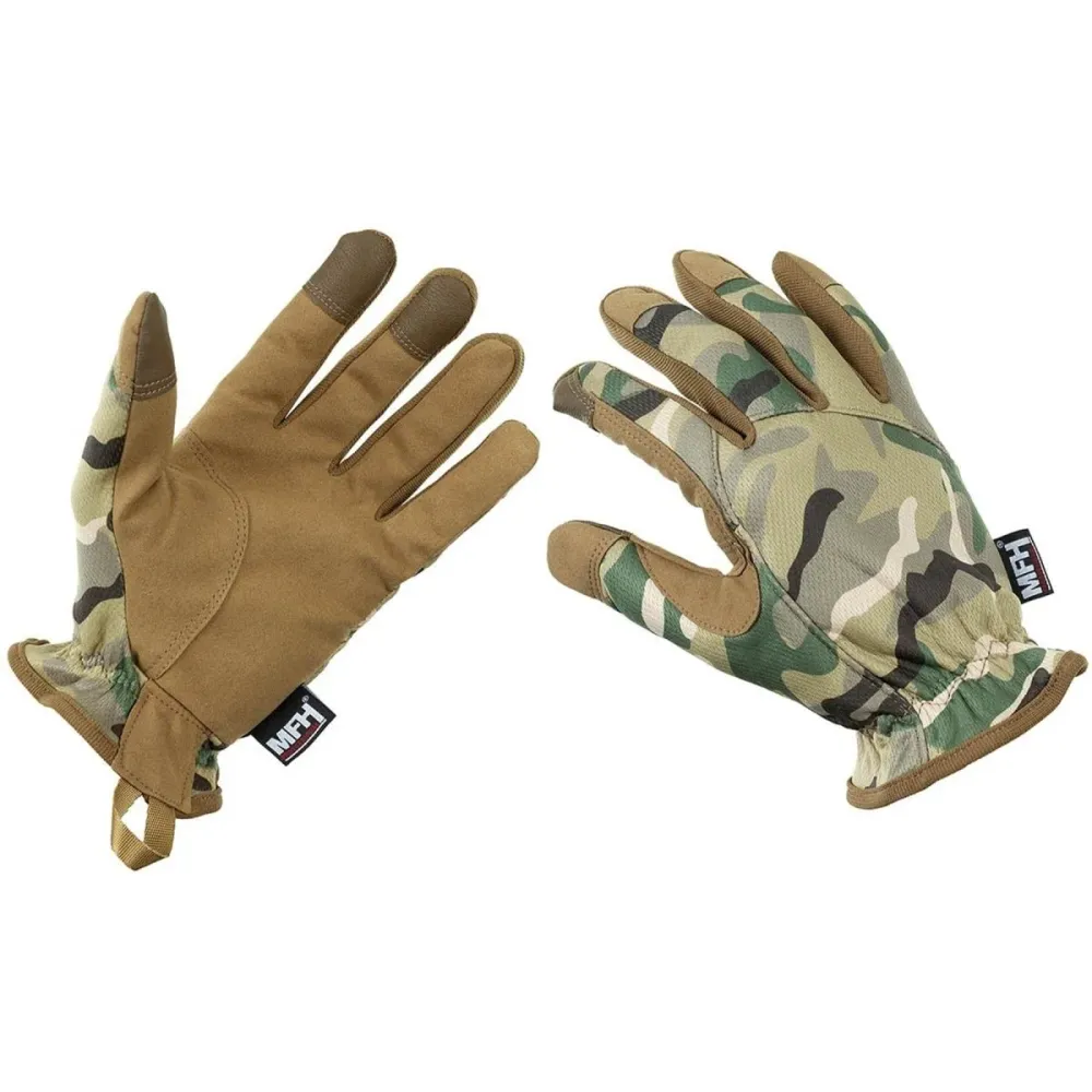 Gants de camouflage d'opération militaire de marque MFH, combat tactique, légers, coupe ajustée, NEUF avec Revêtement impe...