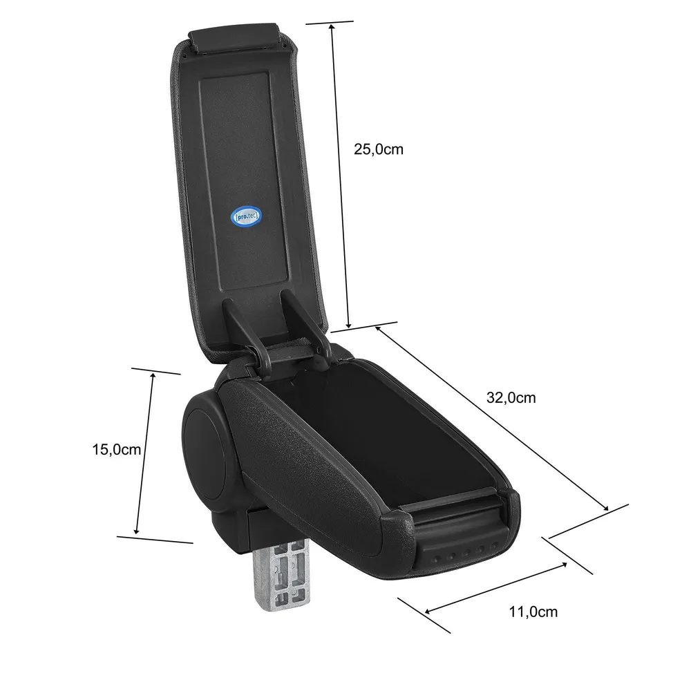 Accoudoir central pour AUDI A3 8L avec compartiment rembourré textile noir 03_0000366