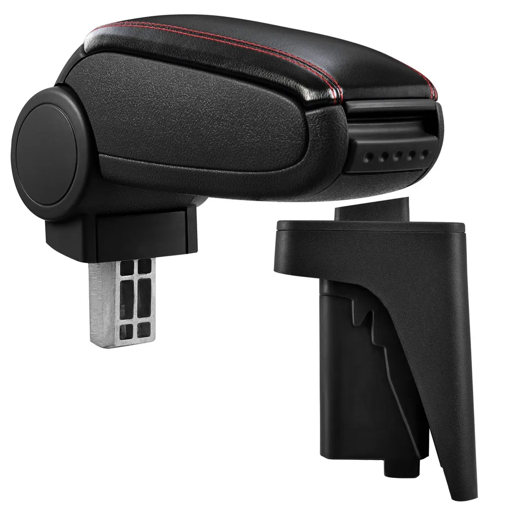Accoudoir central pour Audi A3 S3 8P avec compartiment rembourré cuir-synthétique noir avec des coutures rouges 03_0000370