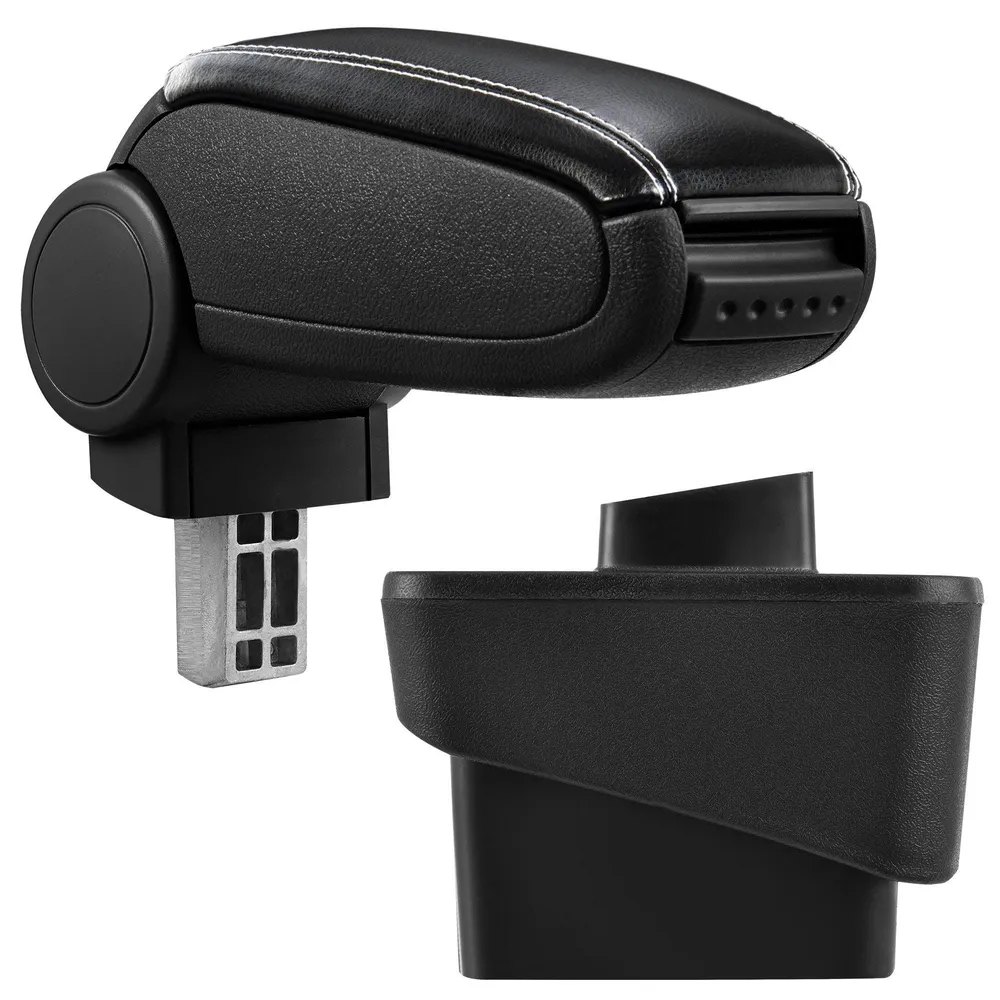 Accoudoir central pour Audi A1 (8X) avec compartiment rembourré cuir-synthétique noir avec des coutures blancs 03_0000356