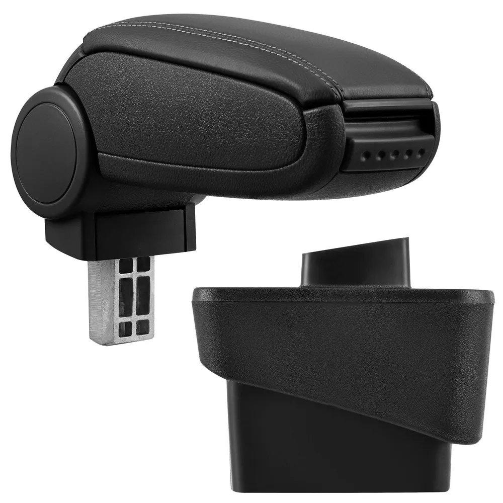 Accoudoir central pour Audi A1 (8X) avec compartiment rembourré cuir-synthétique noir avec des coutures noirs 03_0000357