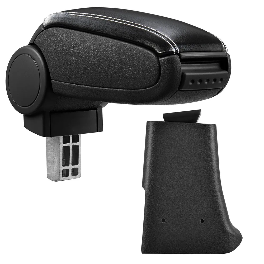 Accoudoir central pour Golf 3 / Vento avec compartiment rembourré cuir-synthétique noir avec des coutures blancs 03_0000471