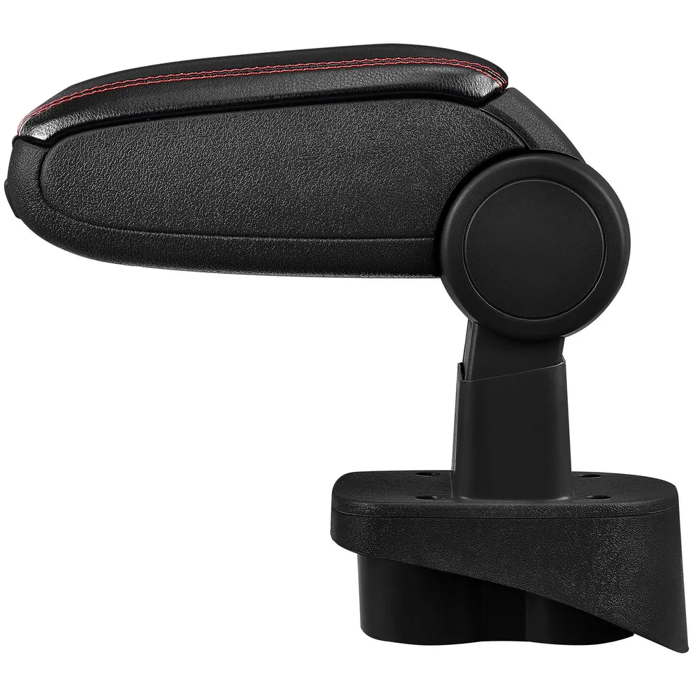 Accoudoir central pour Mercedes classe W168 avec compartiment rembourré cuir-synthétique noir avec des coutures rouges 03_...