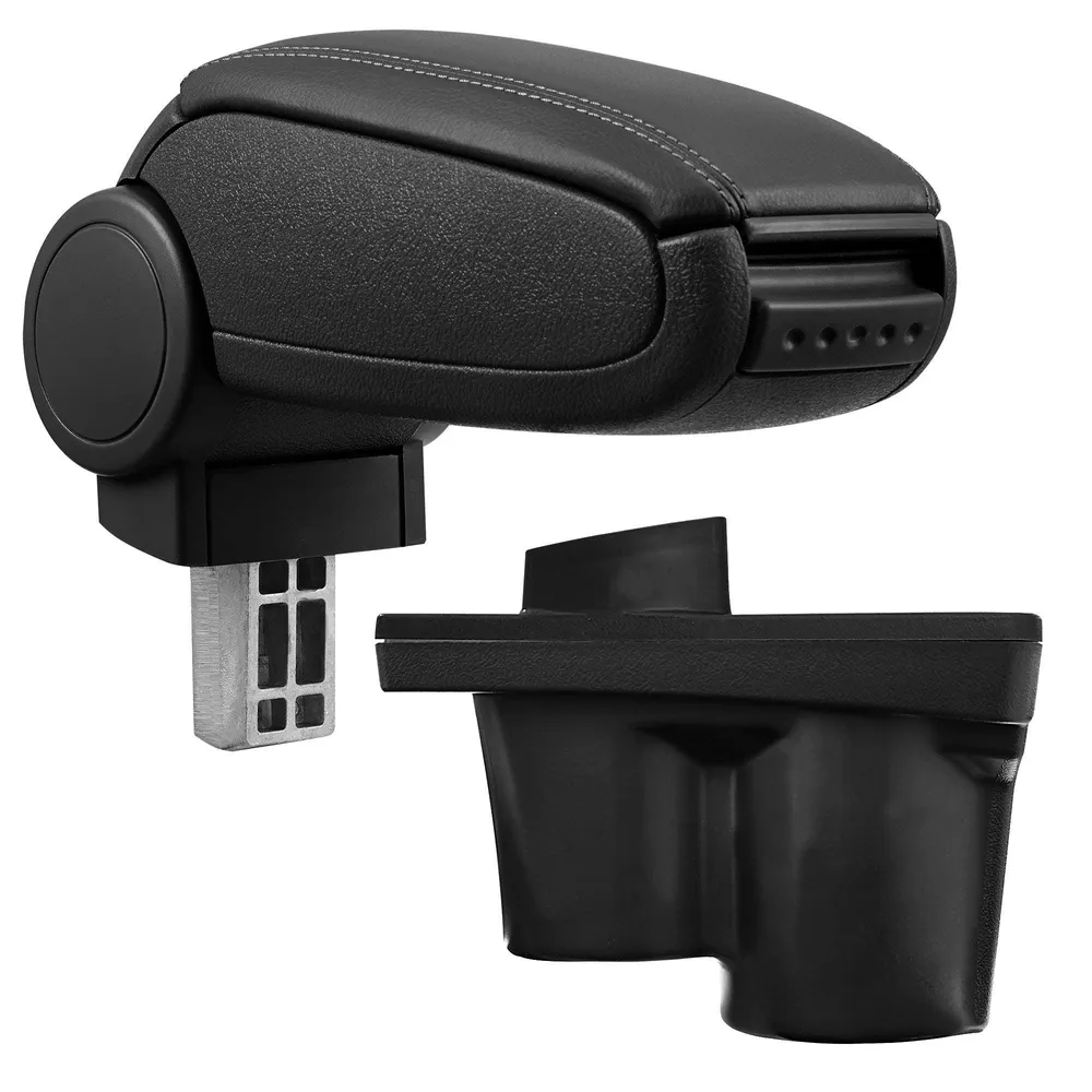 Accoudoir central pour Opel Adam avec compartiment rembourré cuir-synthétique noir avec des coutures noirs 03_0000540
