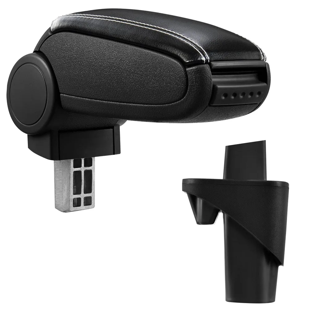 Accoudoir central pour Opel Agila / Suzuki Wagon R+ - avec compartiment - rembourré - cuir-synthétique - noir avec des cou...