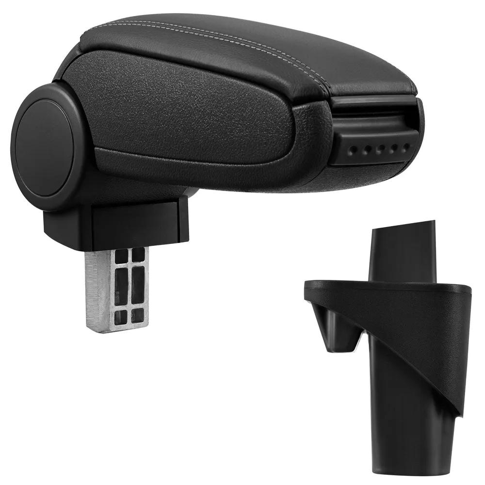 Accoudoir central pour Opel Agila / Suzuki Wagon R+ - avec compartiment - rembourré - cuir-synthétique - noir avec des cou...