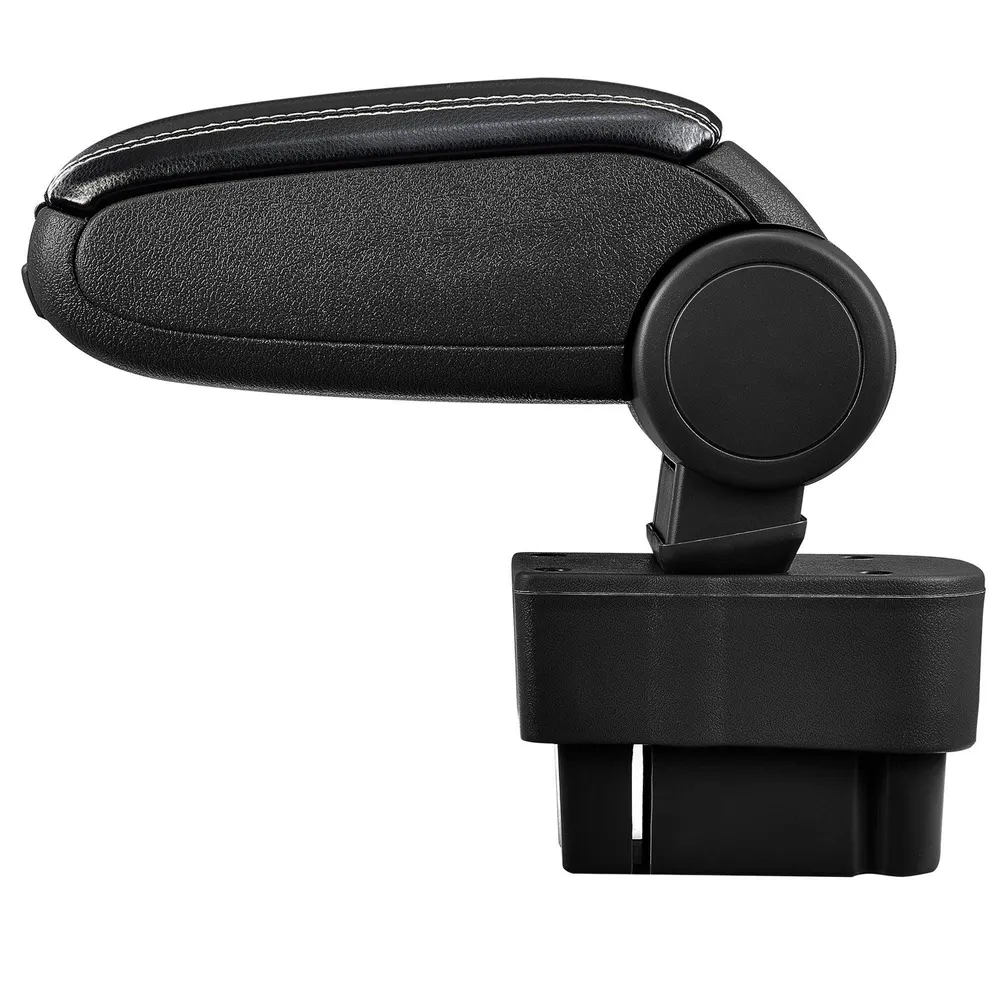 Accoudoir central pour Opel Corsa D avec compartiment rembourré cuir-synthétique noir avec des coutures blancs 03_0000575