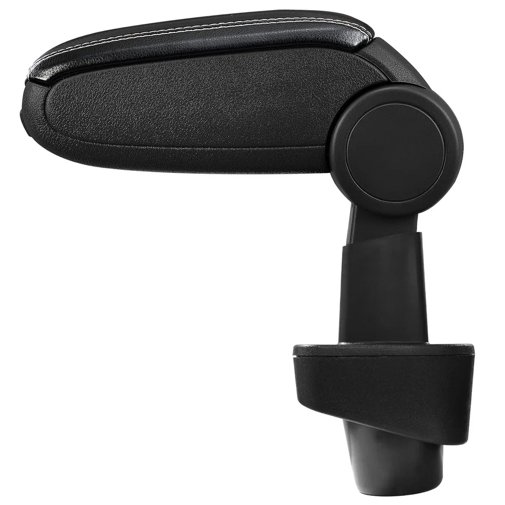 Accoudoir central pour Renault Clio III avec compartiment rembourré cuir-synthétique noir avec des coutures blancs 03_0000636