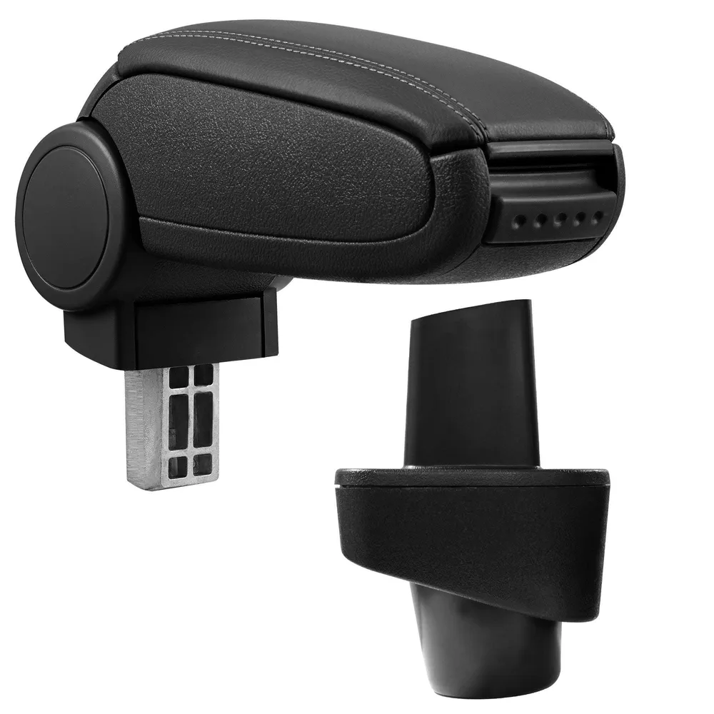 Accoudoir central pour Renault Clio III avec compartiment rembourré cuir-synthétique noir avec des coutures noirs 03_0000637