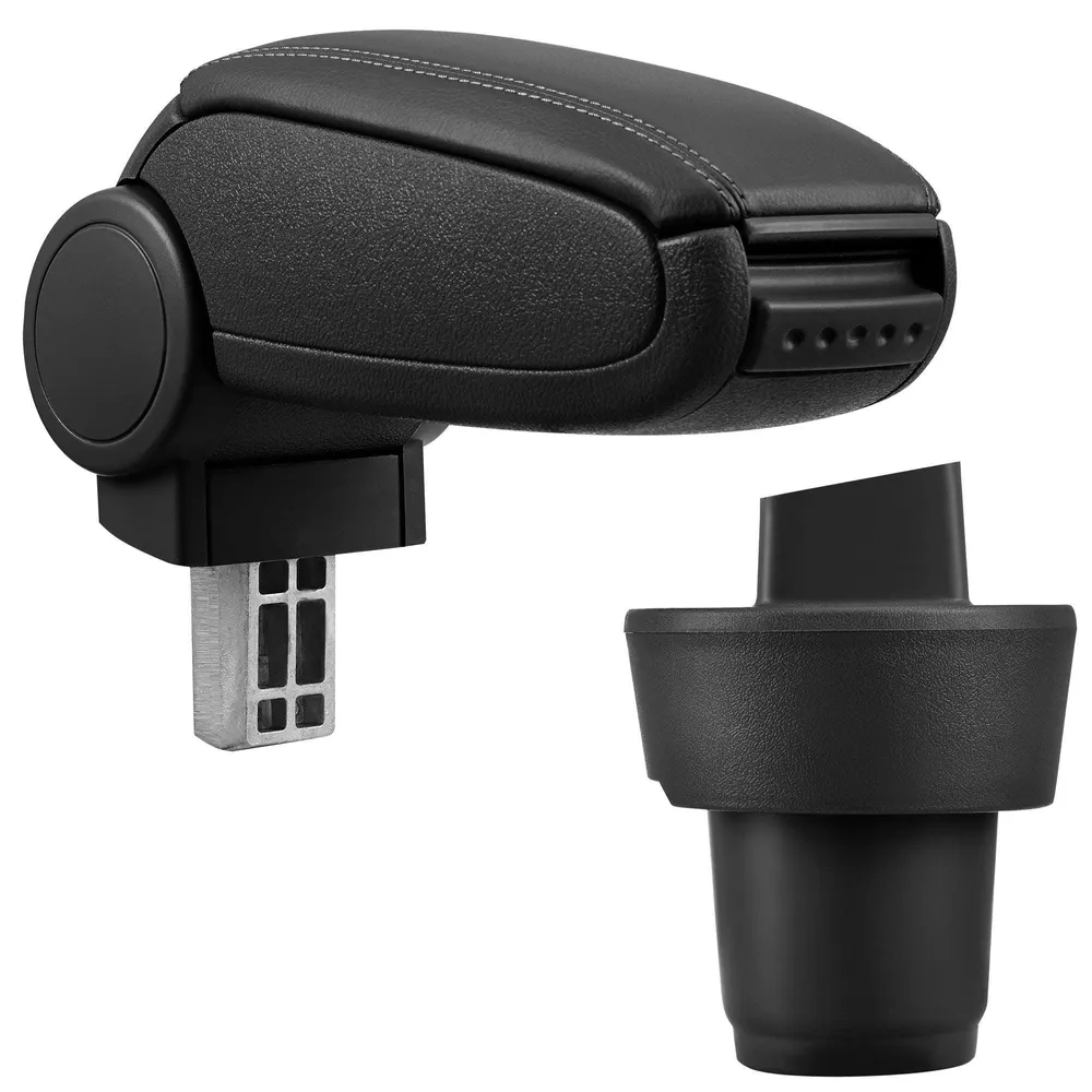 Accoudoir central pour Seat Mii avec compartiment rembourré cuir-synthétique noir avec des coutures noirs 03_0000677