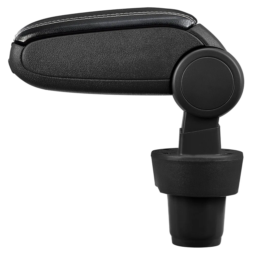 Accoudoir central pour Seat Mii avec compartiment rembourré cuir-synthétique noir avec des coutures blancs 03_0000676