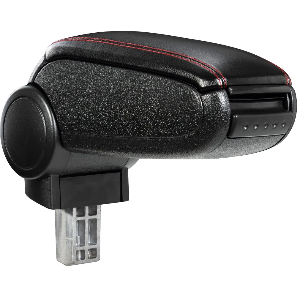Accoudoir central pour Seat Mii avec compartiment rembourré cuir-synthétique noir avec des coutures rouges 03_0000678