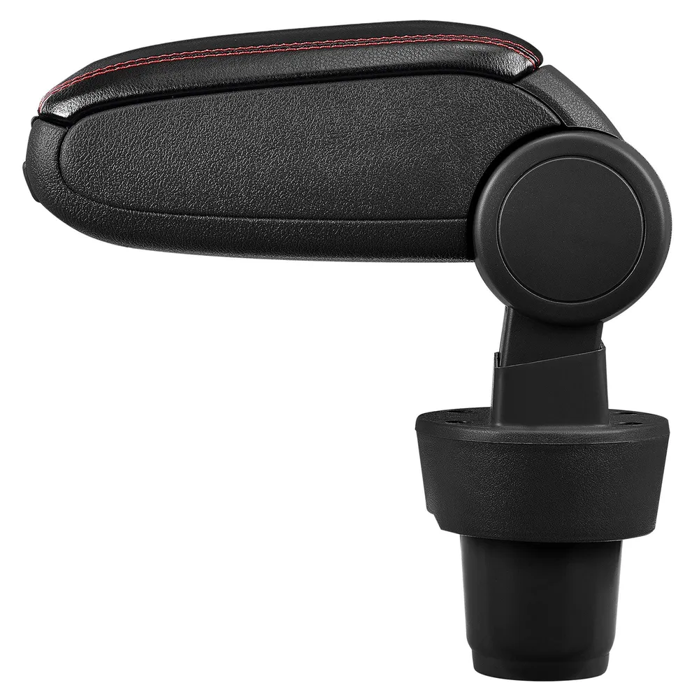 Accoudoir central pour Seat Mii avec compartiment rembourré cuir-synthétique noir avec des coutures rouges 03_0000678