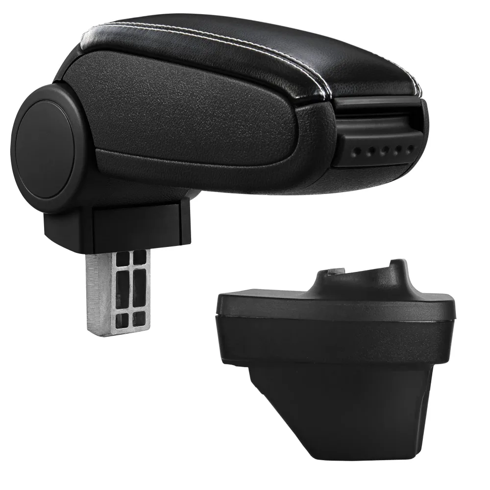 Accoudoir Central Rembourré pour Renault Clio V / Clio 5 Similicuir Noir avec Coutures Blaches 03_0008850