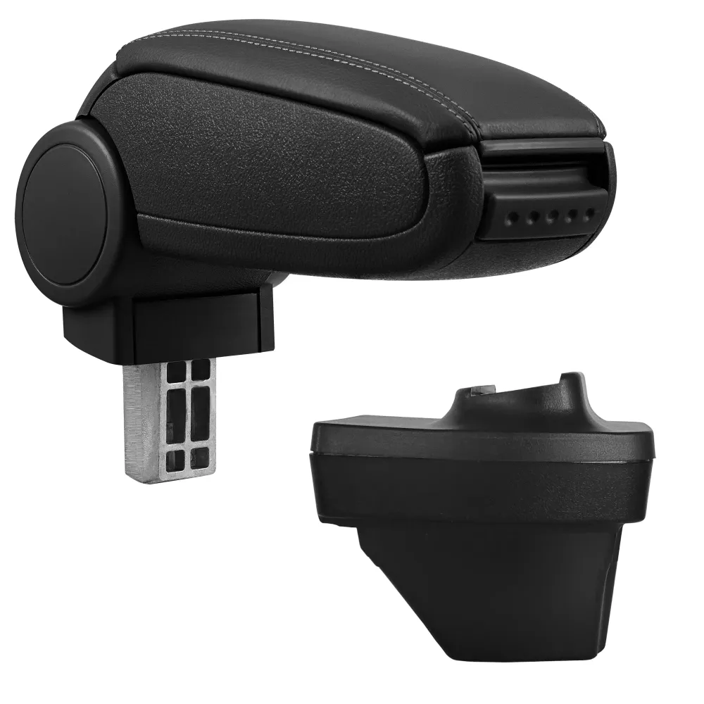 Accoudoir central rembourré pour renault Clio V / Clio 5 similicuir noir avec coutures noires 03_0008851