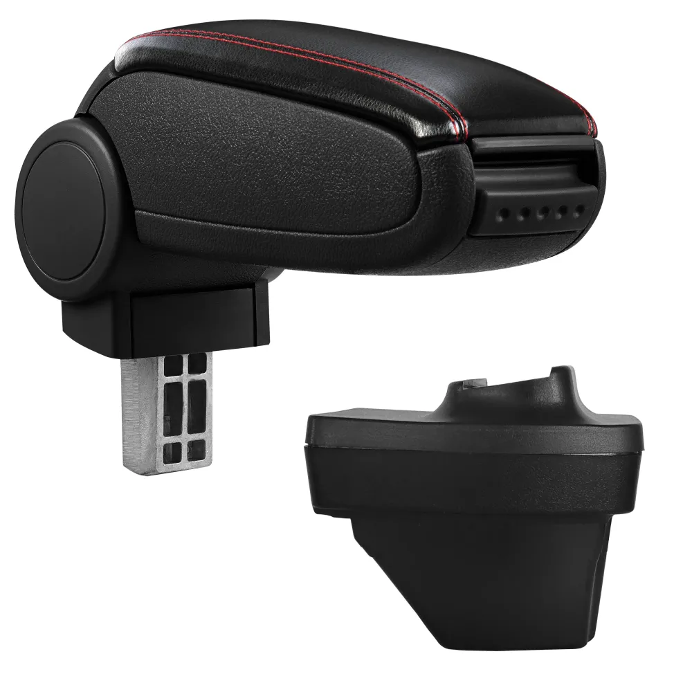 Accoudoir central rembourré pour renault clio V / Clio 5 similicuir noir avec coutures rouges 03_0008852