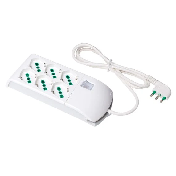 MULTIPRESA BIANCA CON CAVO 1.5 MT 3G1 S17 3+3P40 E CON INTERRUTTORE FANTON 410300