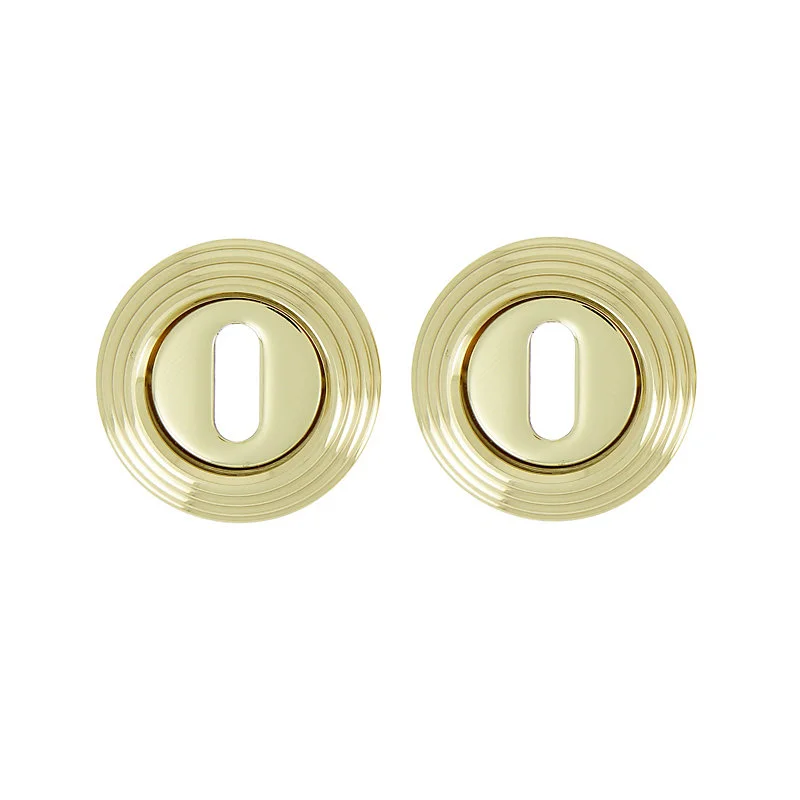 Rosace de poignée de porte rond à visser grenelle Chrisligne poli verni doré Ø56mm