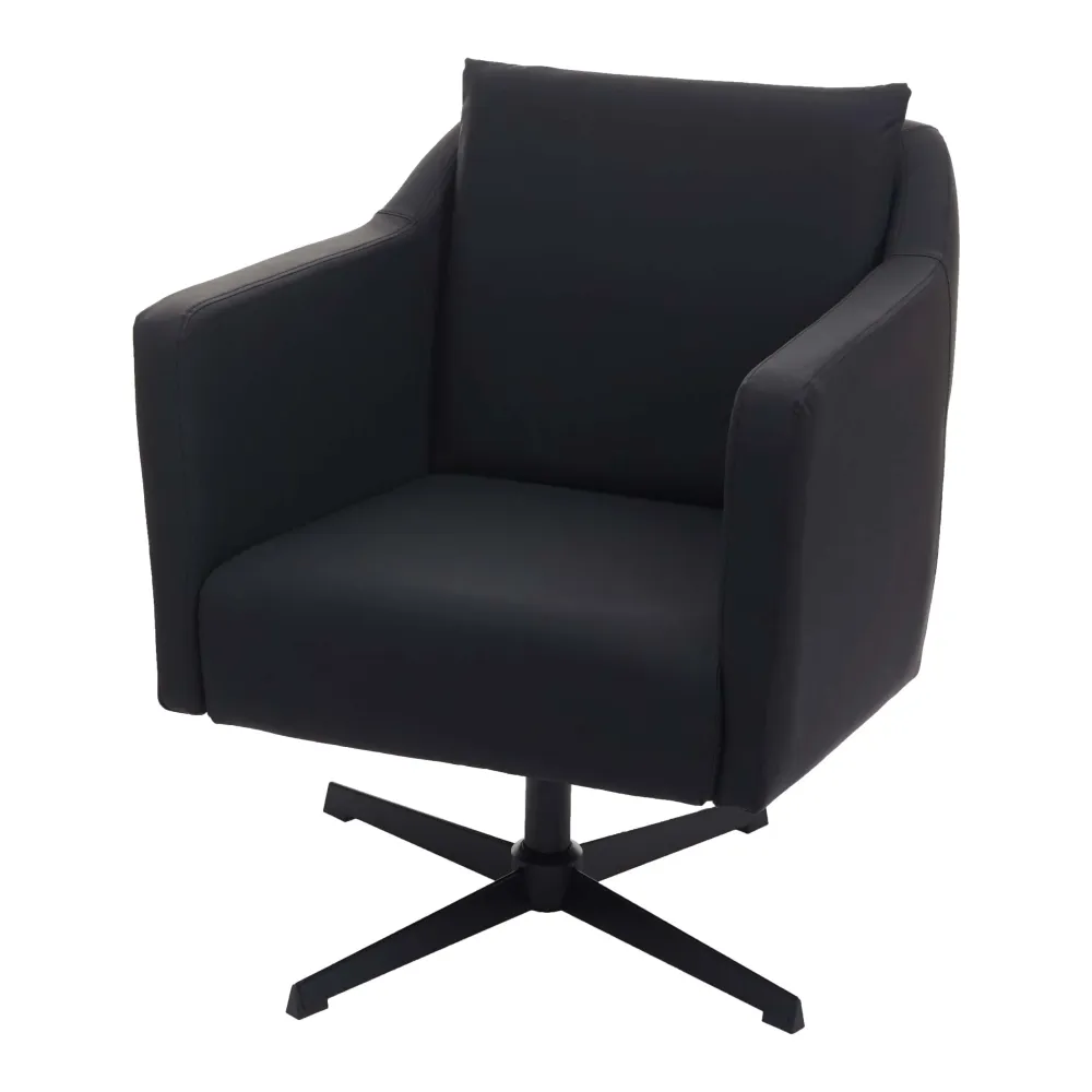 Chaise fauteuil cocktail lounge avec base pivotante métal et revêtement en synthétique noir 04_0003166 - Compatible Univer...