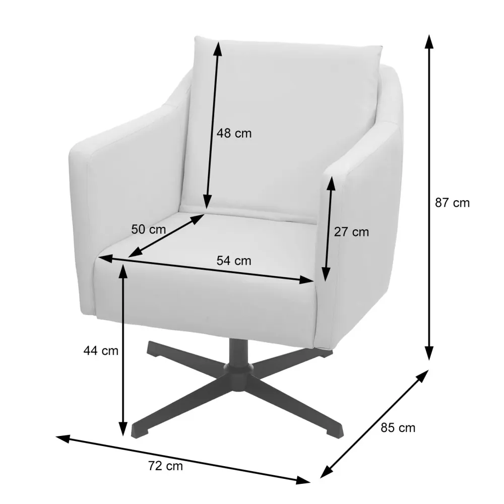Chaise fauteuil cocktail lounge avec base pivotante métal et revêtement en synthétique noir 04_0003166 - Compatible Univer...