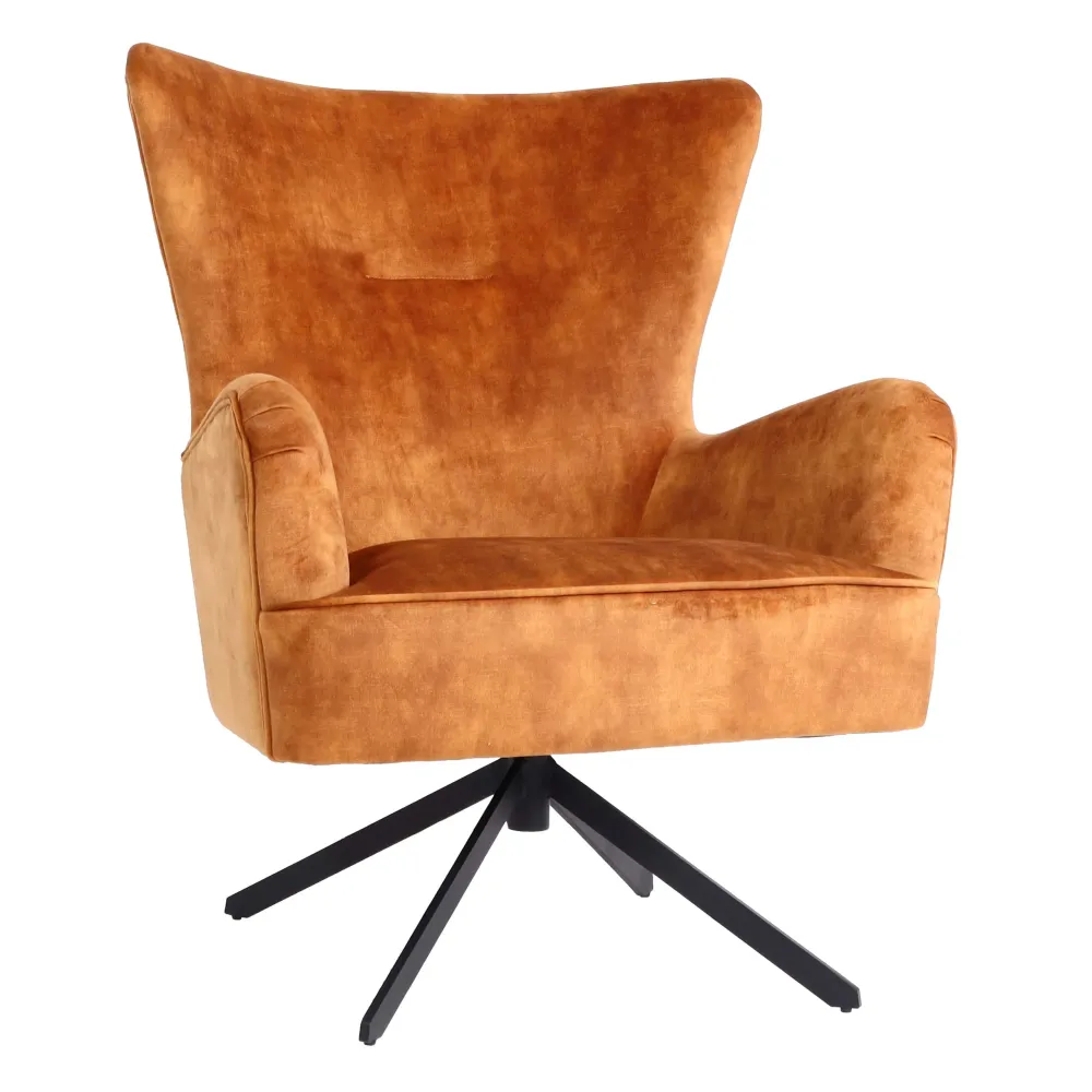 Chaise longue chaise de cocktail rembourrée relaxation assise rotative design vieux velours doré-marron et métal 04_0006390