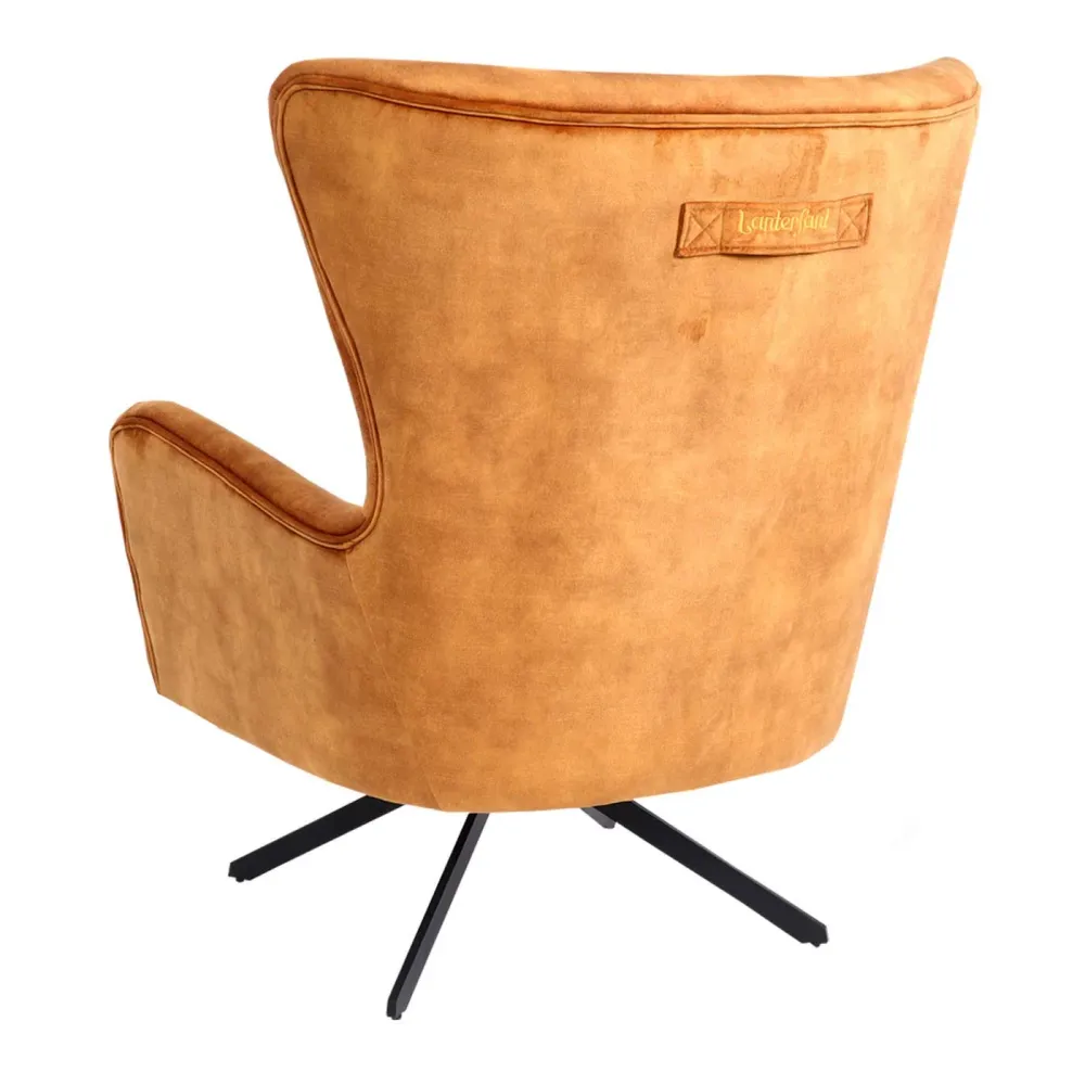 Chaise longue chaise de cocktail rembourrée relaxation assise rotative design vieux velours doré-marron et métal 04_0006390