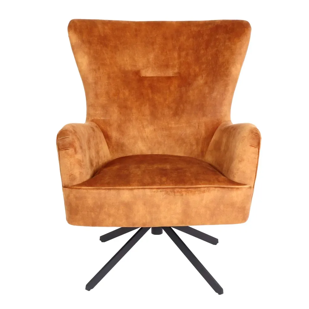 Chaise longue chaise de cocktail rembourrée relaxation assise rotative design vieux velours doré-marron et métal 04_0006390