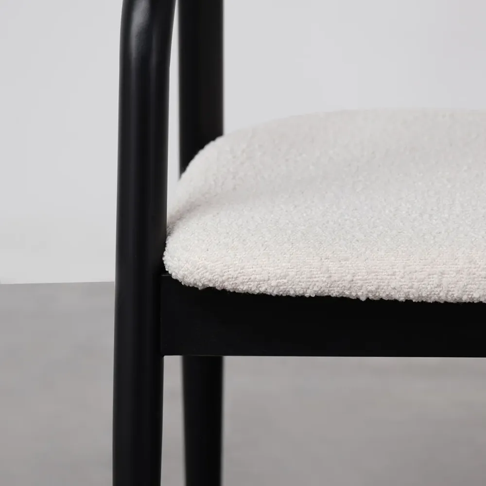Chaise de salle à manger - Muret - Assise bouclé - Noir avec Garantie