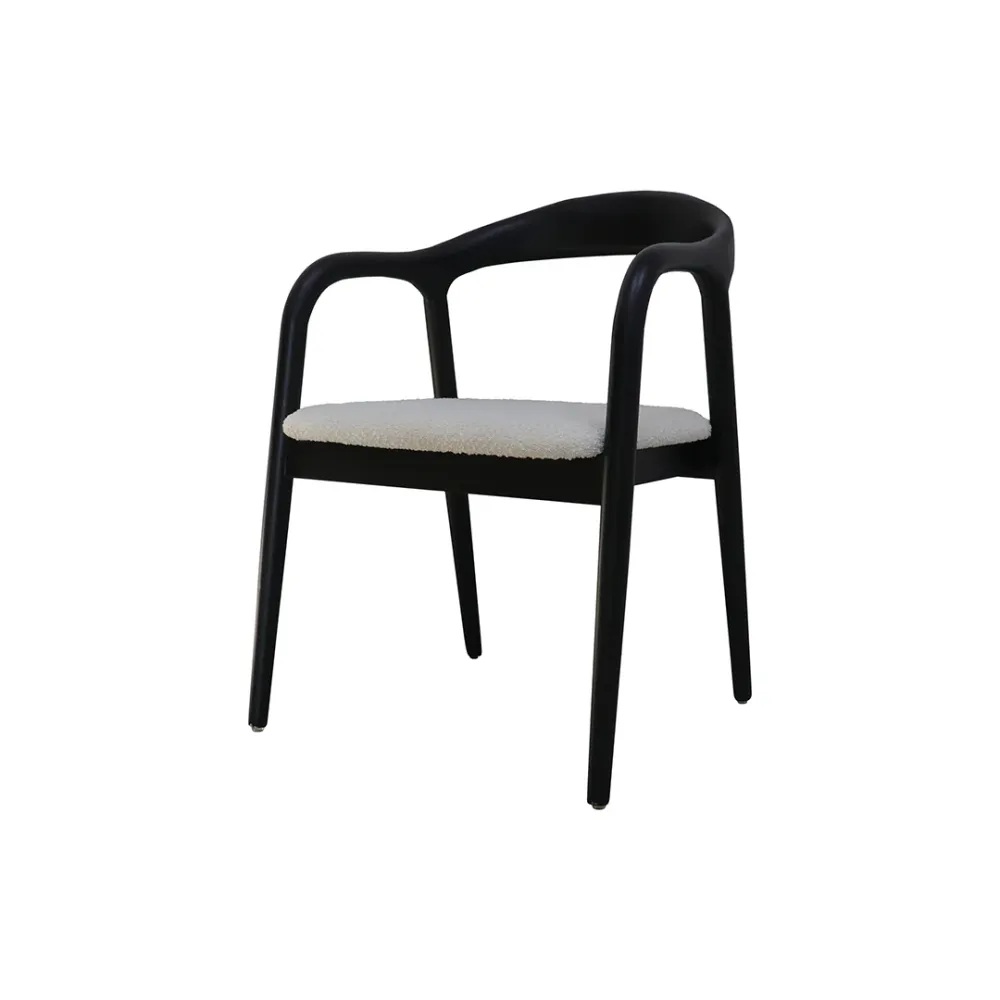 Chaise de salle à manger - Muret - Assise bouclé - Noir avec Garantie