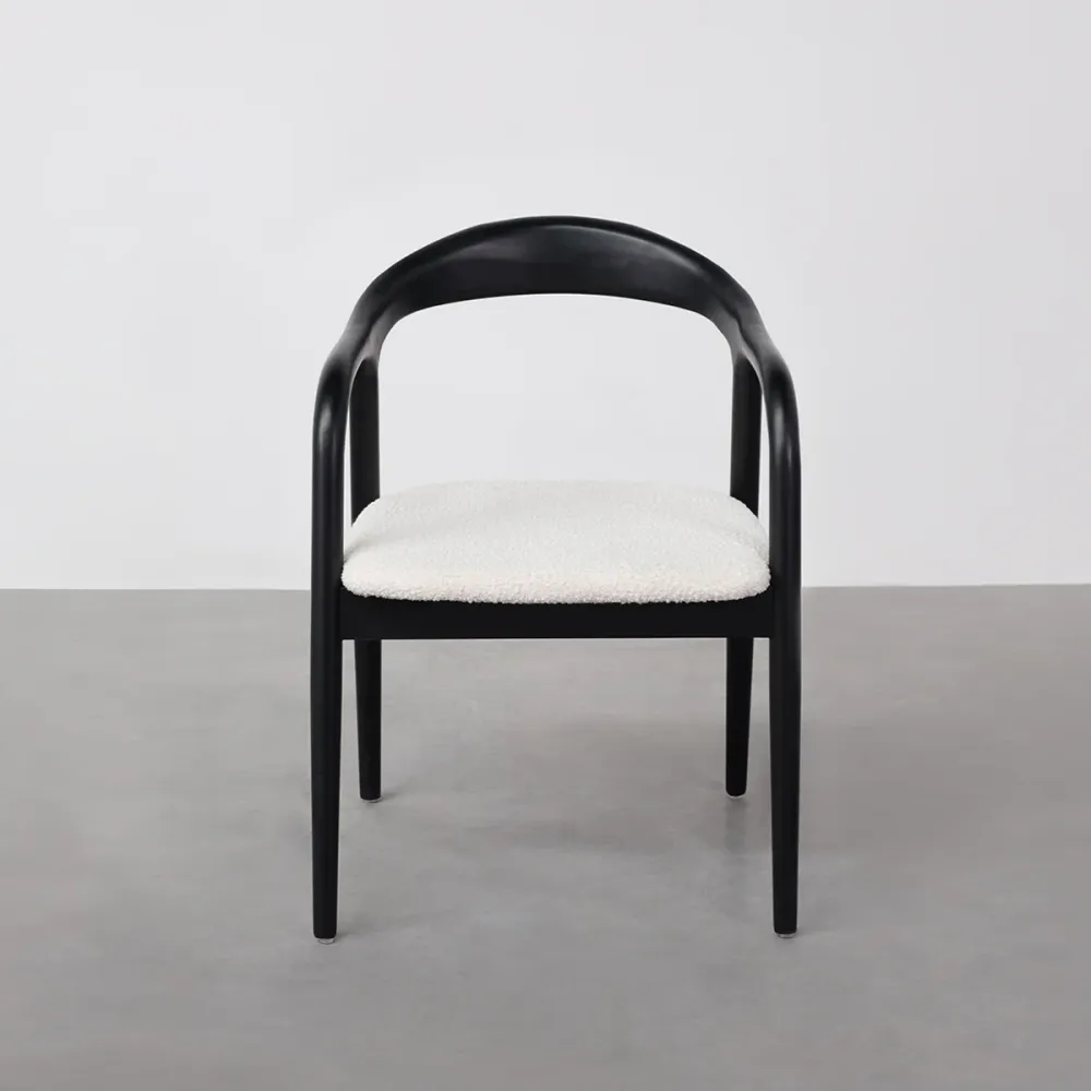 Chaise de salle à manger - Muret - Assise bouclé - Noir avec Garantie