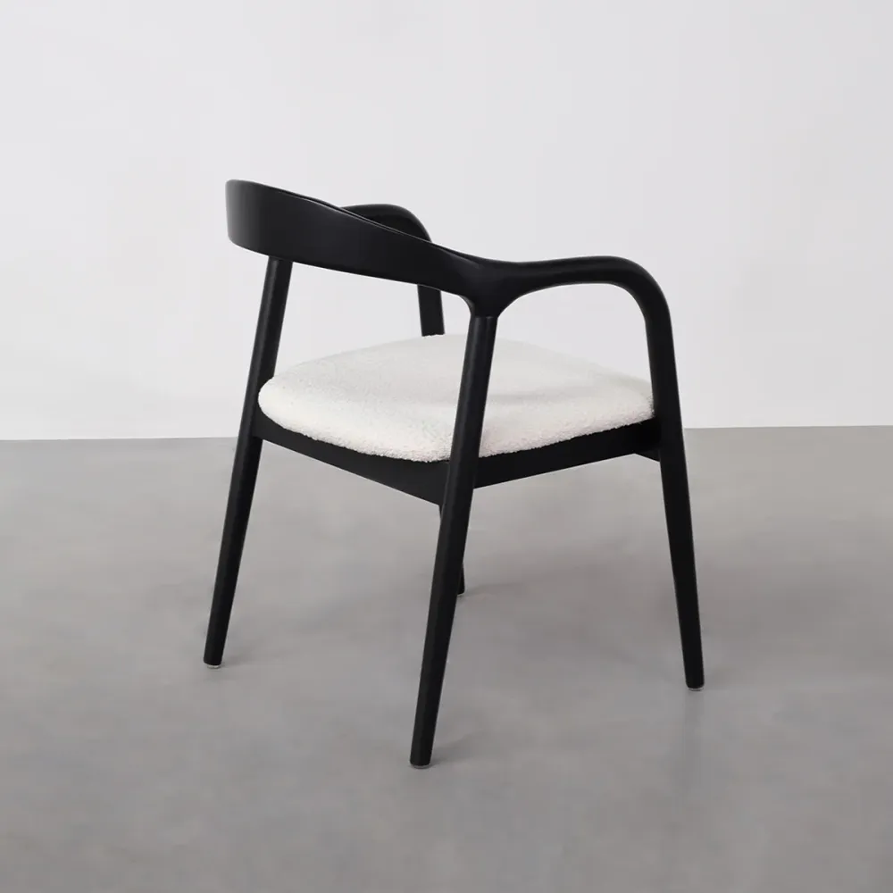 Chaise de salle à manger - Muret - Assise bouclé - Noir avec Garantie