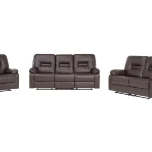 Faux Leather Traditionnel Recliner Living Room Set Brown BERGEN