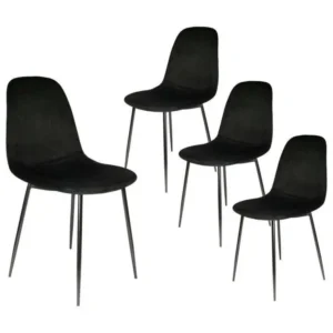 Haute Performance ALESSIA - Lot de 4 Chaises Velours Côtelé Noires