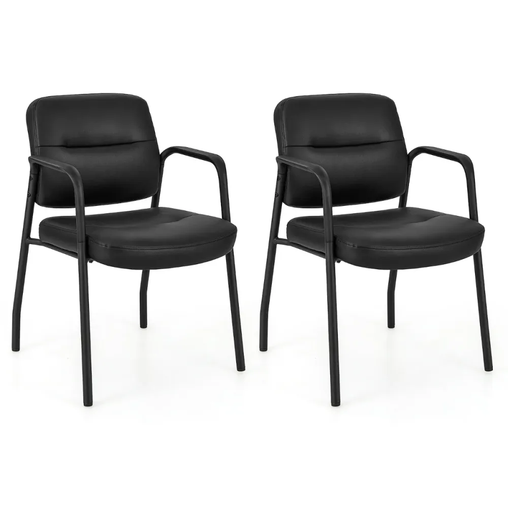Haute Performance Ensemble de 2 chaises d'invité pour salle d'attente chaises de réception rembourrées en cuir pu mélangé...
