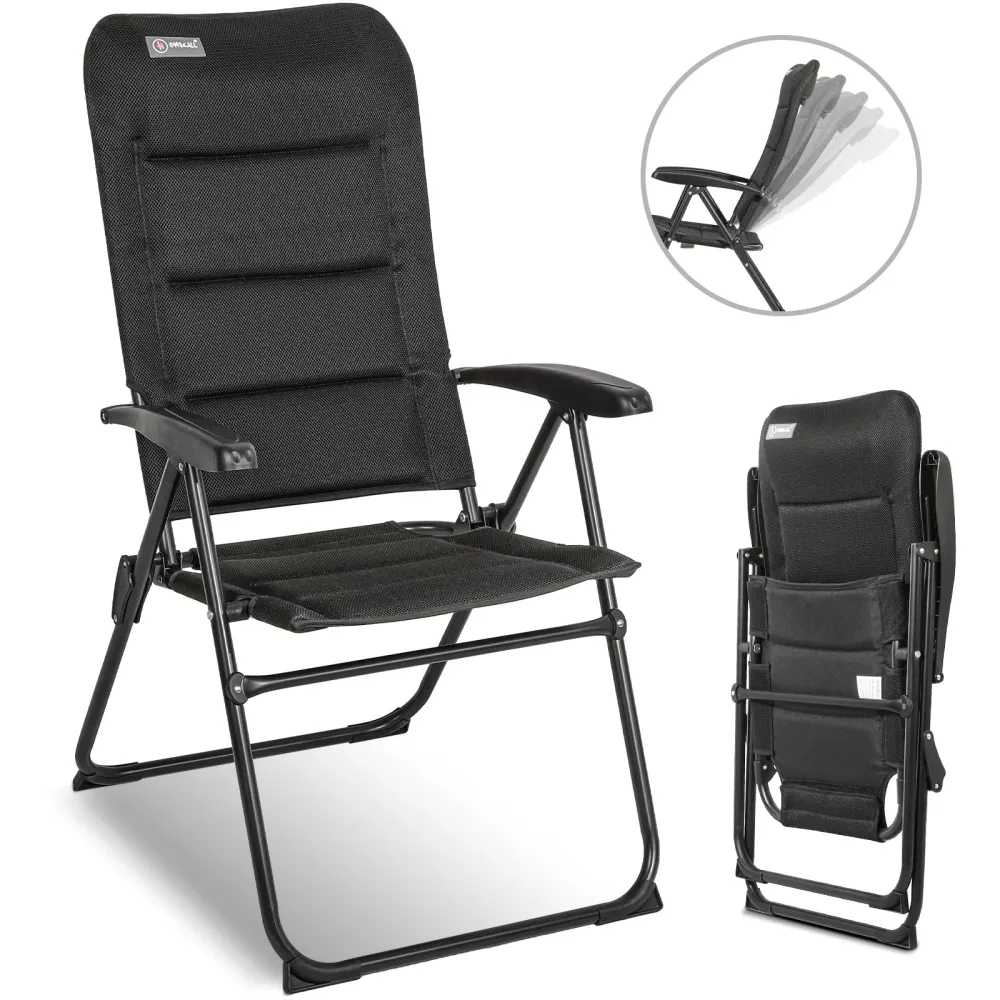HOMECALL 3D Mesh Cover Recliner Adjustable 5 Position Armrest Garden Chair Alliage léger Caravan Folding Chair avec garant...