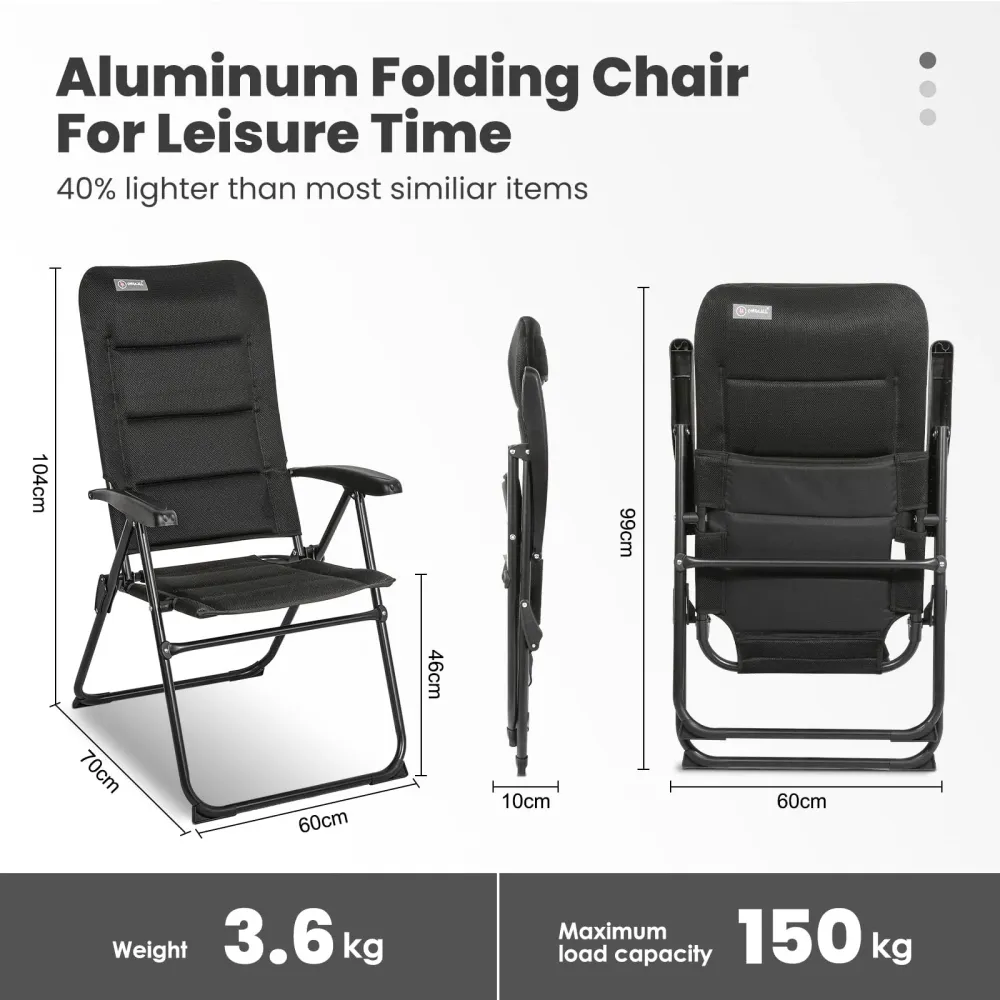 HOMECALL 3D Mesh Cover Recliner Adjustable 5 Position Armrest Garden Chair Alliage léger Caravan Folding Chair avec garant...