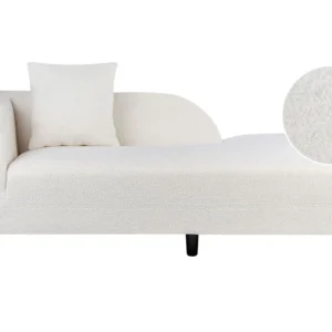 Left Hand Boucle Chaise Lounge Blanc pur LE CRAU