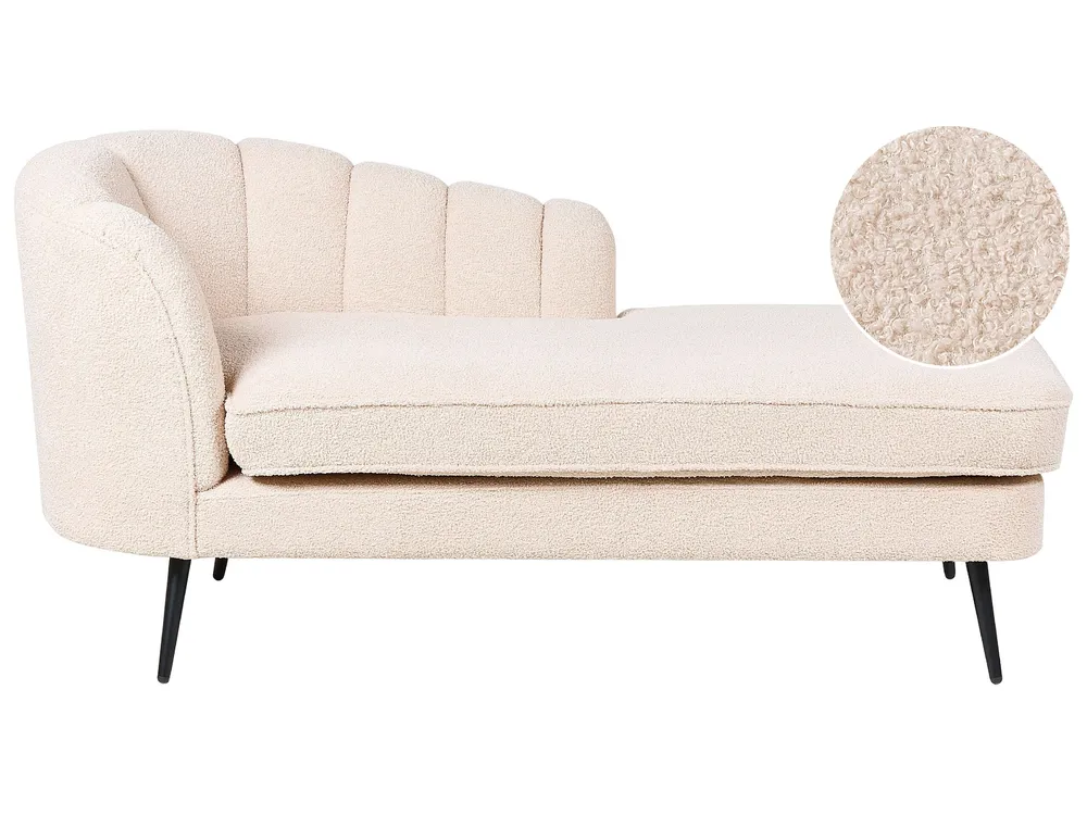 Left Hand Boucle Chaise Lounge Light Sable ALLIER