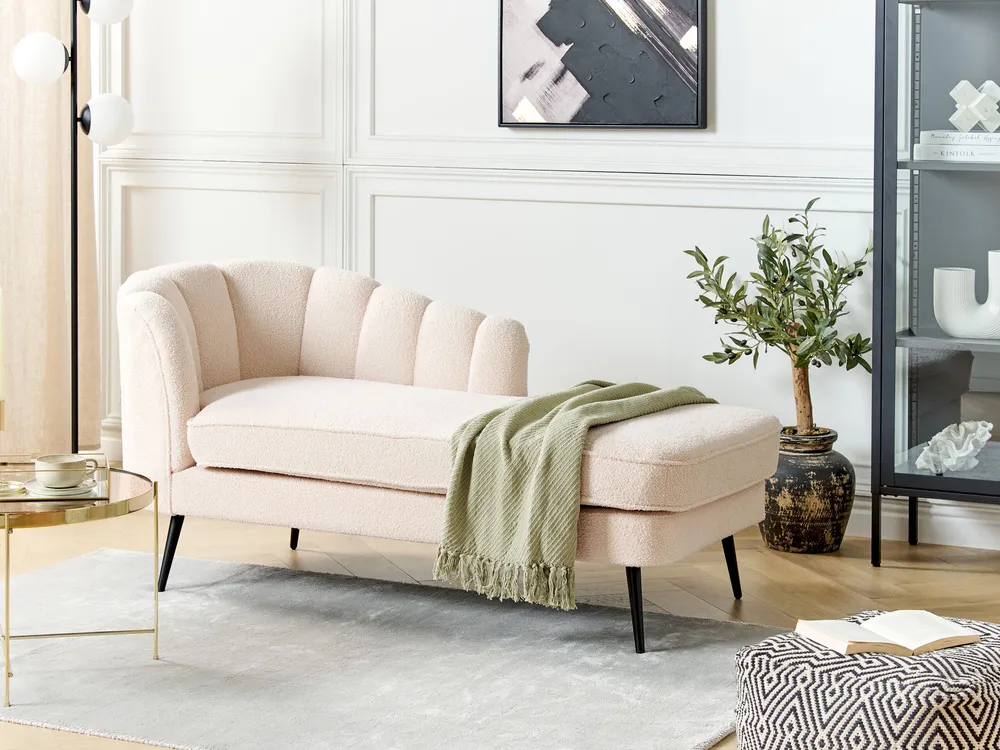 Left Hand Boucle Chaise Lounge Light Sable ALLIER
