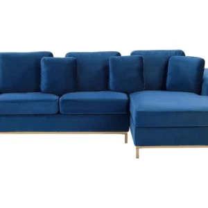 Left Hand En velours Corner Sofa Navy Blue OSLO