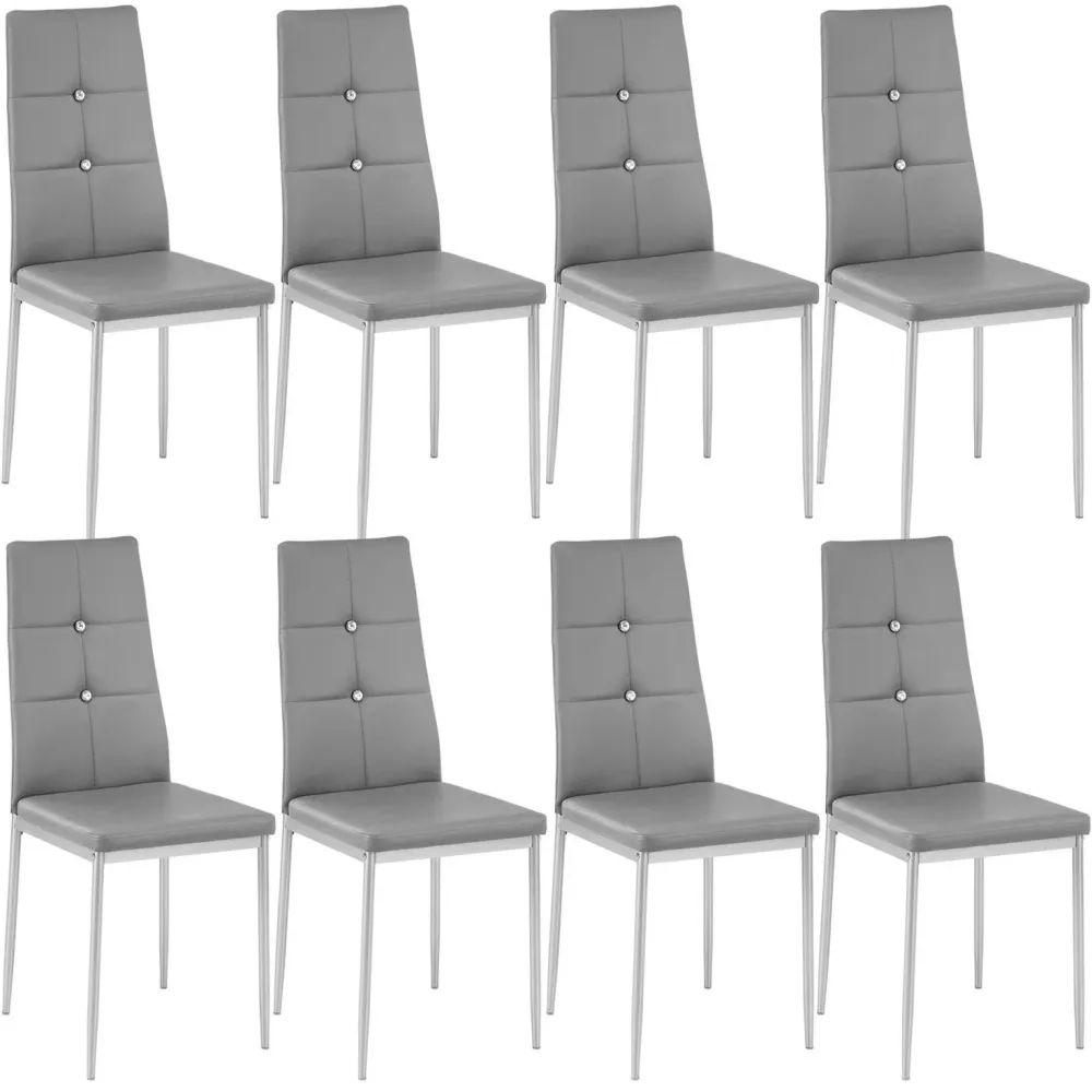 Lot de 8 chaises siège de salon cuisine salle à manger design élégant avec brillant gris 08_0000002 - 22mm/25mm/28mm