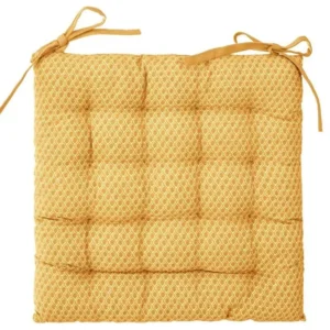 Lot de 6 Galettes de chaise ocre à motifs - 38 x 38 cm pour motards voyageurs