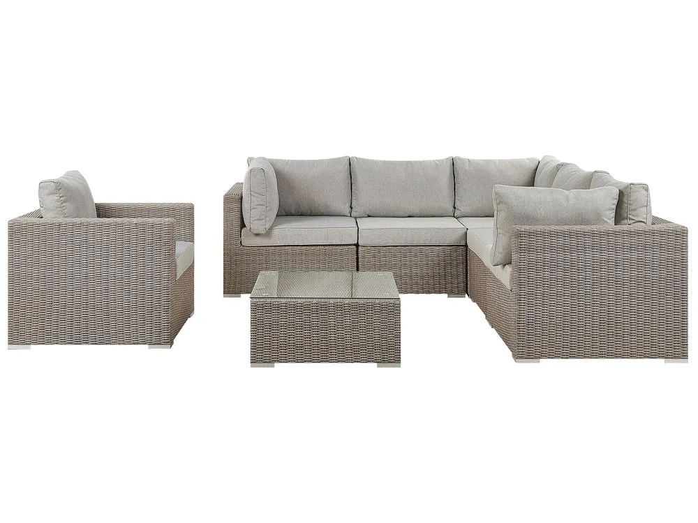 Lounge Set CONTARE PE Rattan Taupe Left Hand 6 Seater par SW-MOTECH