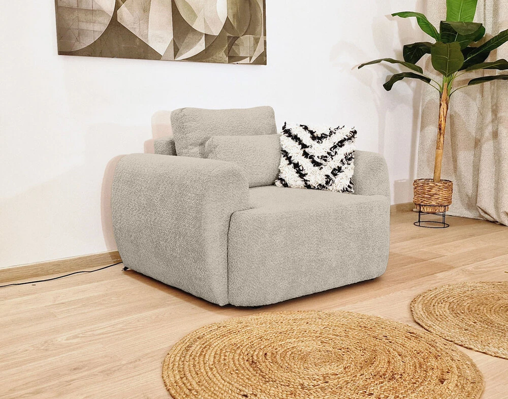 Mahina - fauteuil - en tissu bouclette avec mousses incluses